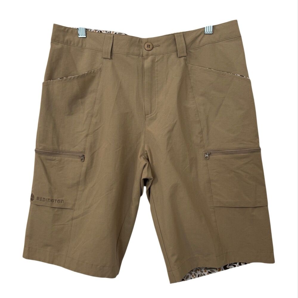 Redington Shorts Mens‎ Medium Tan Zip Cargo Lightweight Fishing Shorts 34" x 11"